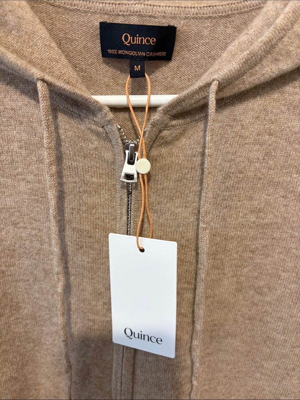 Quince Cashmere Zip Hoodie in Camel - Picture 2 of 3